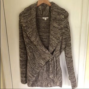 Cardigan Front Wrap Tie Sweater Brown Size: M